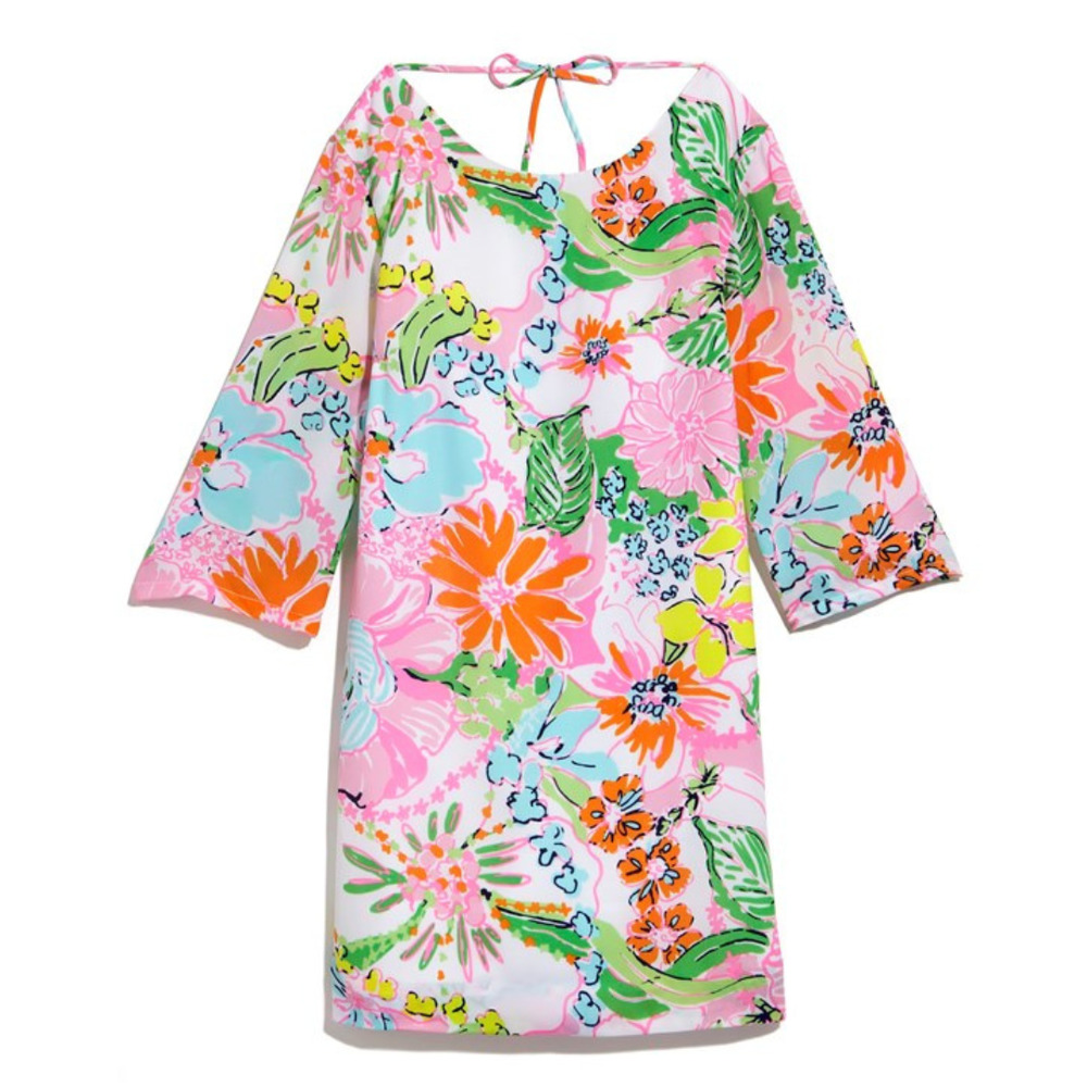 Lilly Pulitzer Nosey Posey Floral Print Satin Shift Dress 3x Curvy Plus Size